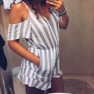 American Eagle vertical striped romper!